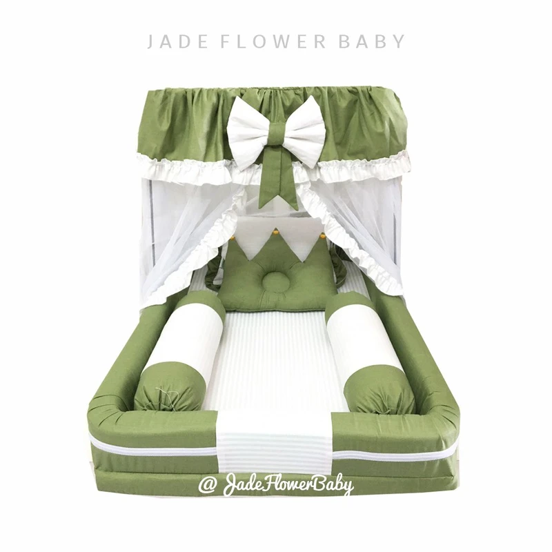 Kasur Bayi Kelambu Matras Tempat Tidur Bayi warna Hijau Jade Flower Baby