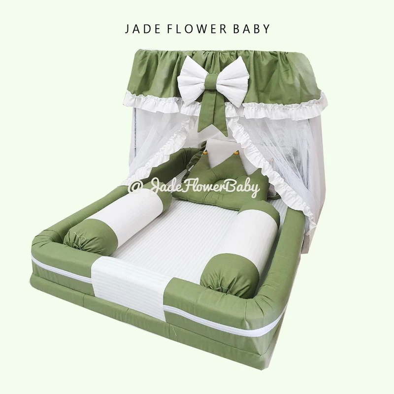 Kasur Bayi Kelambu Matras Tempat Tidur Bayi warna Hijau Jade Flower Baby