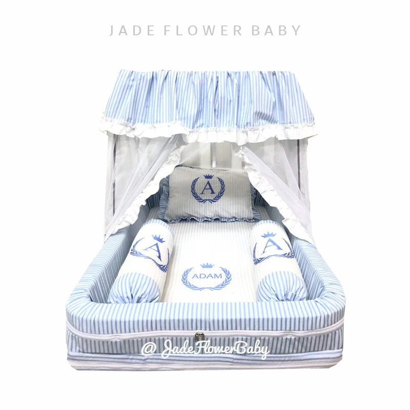 Kasur Bayi Blue Minimalist Custom Nama dan Inisial Baby
